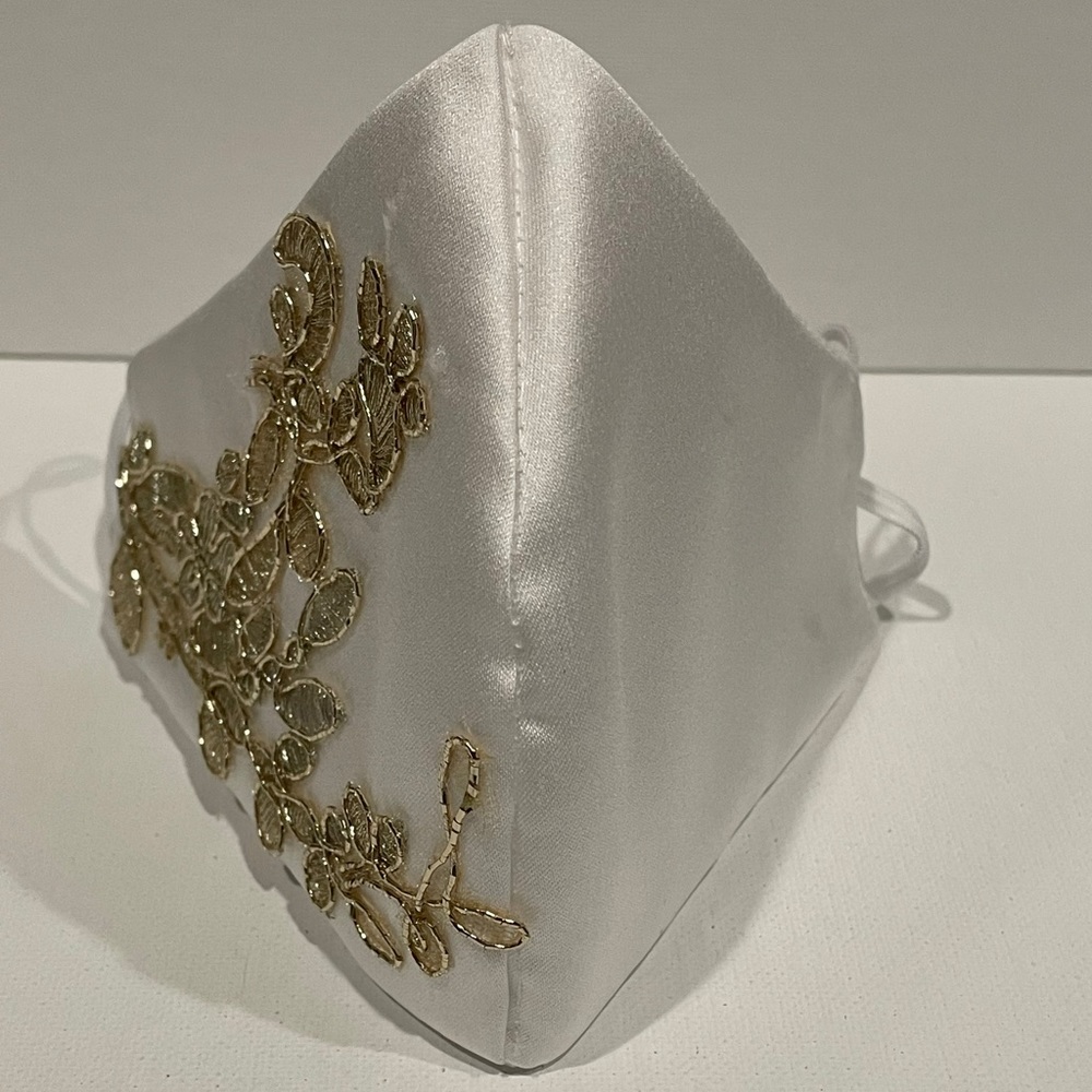 Face mask white with gold very elegant one size